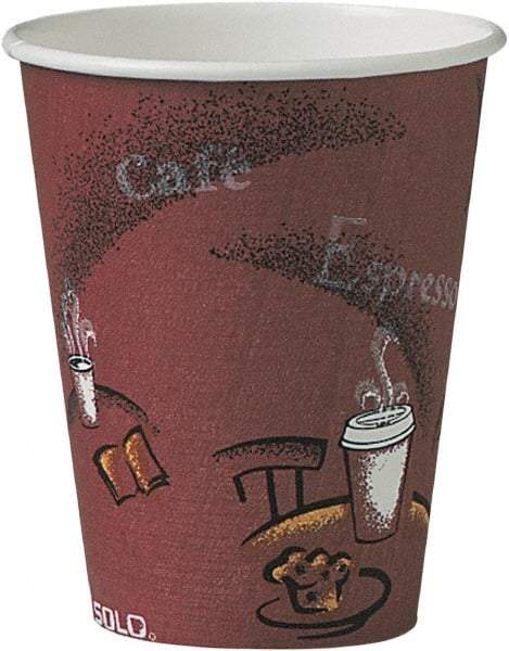 Solo - Bistro Design Hot Drink Cups, Paper, 8 oz, 500/Carton - Maroon - A1 Tooling