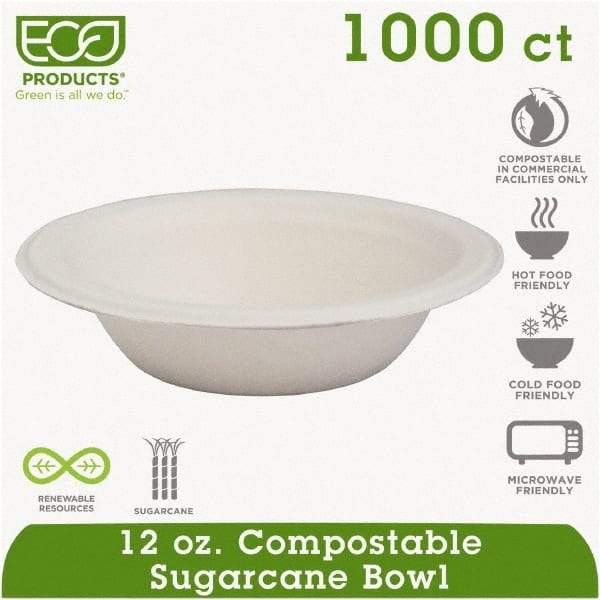 ECO PRODUCTS - Renewable & Compostable Sugarcane Bowls - 12 oz, 50/PK, 20 PK/CT - White - A1 Tooling