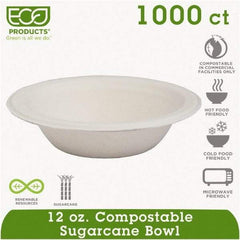 ECO PRODUCTS - Renewable & Compostable Sugarcane Bowls - 12 oz, 50/PK, 20 PK/CT - White - A1 Tooling