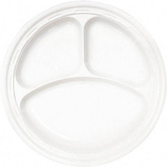 DART - Famous Service Plastic Dinnerware, Plate, 3-Comp, 10-1/4" Diam - White - A1 Tooling