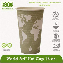 ECO PRODUCTS - World Art Renewable Compostable Hot Cups, 16 oz, 50/PK, 20 PK/CT - World Art Design - A1 Tooling