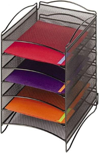 Safco - 10-1/4" Wide x 12-3/4" Deep x 15-1/4" High, 6 Compartments, Steel Desk Top Organizer - Black, 9-1/2" Compartment Width x 1" Compartment Depth x 12" Compartment Height - A1 Tooling