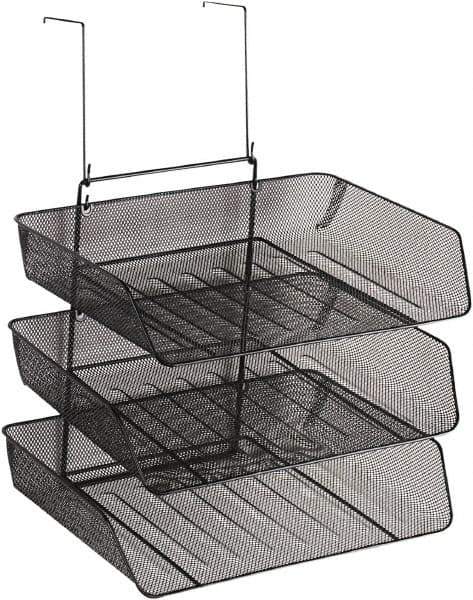 FELLOWES - 11-1/8" Wide x 14" Deep x 14-3/4" High, 3 Compartments, Wire Mesh 3 Tier Organizer - Black, 9" Compartment Width x 6" Compartment Depth x 12" Compartment Height - A1 Tooling