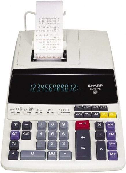 Sharp - Fluorescent Printing Calculator - 8-5/8 x 12-7/8 Display Size, White, AC Powered, 3.9" Long x 9.7" Wide - A1 Tooling