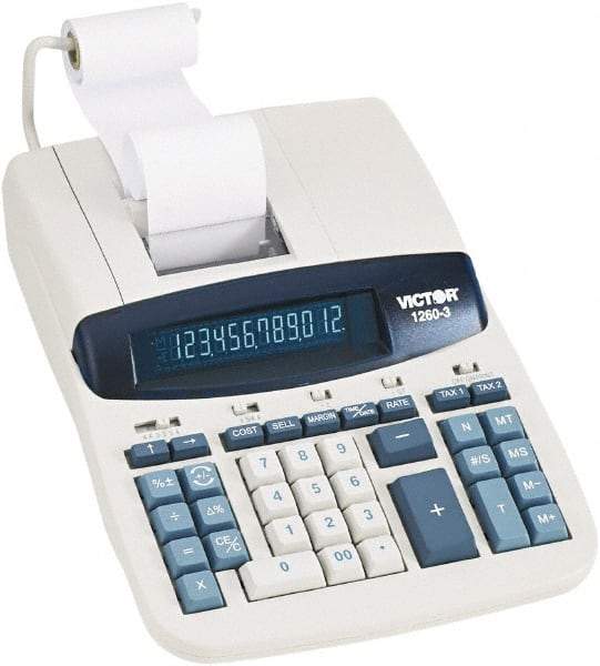 Victor - Fluorescent Printing Calculator - 8 x 11 Display Size, White, AC Powered, 6" Long x 11.4" Wide - A1 Tooling