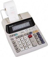 Sharp - Fluorescent Printing Calculator - 7-5/8 x 10-1/8 Display Size, Light Gray, AC Powered, 3-7/16" Long x 8-3/8" Wide - A1 Tooling