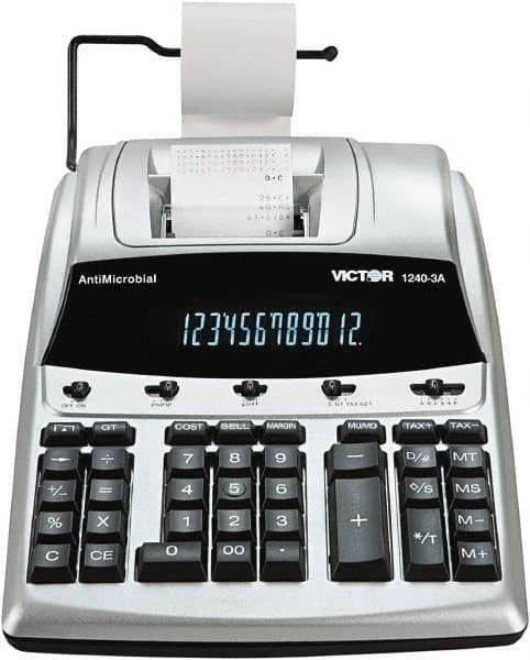 Victor - Fluorescent Printing Calculator - 9 x 12 Display Size, White, AC Powered, 4-1/4" Long x 10-1/2" Wide - A1 Tooling