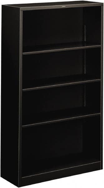 Hon - 4 Shelf, 59" High x 34-1/2" Wide Bookcase - 11-3/4" Deep, Steel, Black - A1 Tooling