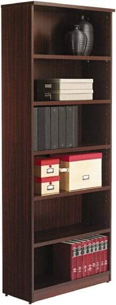 ALERA - 6 Shelf, 80-3/8" High x 31-3/4" Wide Bookcase - 14" Deep, Woodgrain Laminate, Mahogany - A1 Tooling