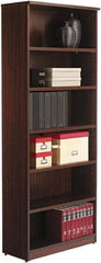 ALERA - 6 Shelf, 80-3/8" High x 31-3/4" Wide Bookcase - 14" Deep, Woodgrain Laminate, Mahogany - A1 Tooling