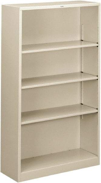 Hon - 4 Shelf, 59" High x 34-1/2" Wide Bookcase - 13-1/2" Deep, Steel, Light Gray - A1 Tooling