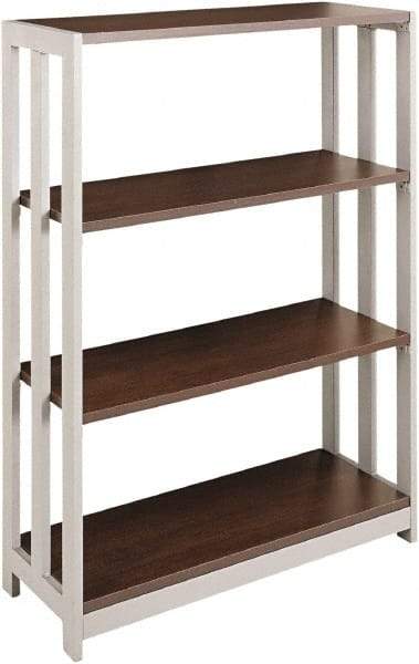 Linea Italia - 3 Shelf, 43-1/4" High x 31-1/2" Wide Bookcase - 11-1/2" Deep, Woodgrain Laminate, Mocha - A1 Tooling