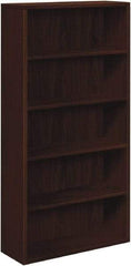 Hon - 5 Shelf, 71" High x 36" Wide Bookcase - 12-5/8" Deep, Woodgrain Laminate, Mahogany - A1 Tooling