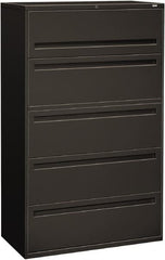 Hon - 42" Wide x 67" High x 19-1/4" Deep, 5 Drawer Roll-Out, Roll-Out Posting - Steel, Charcoal - A1 Tooling