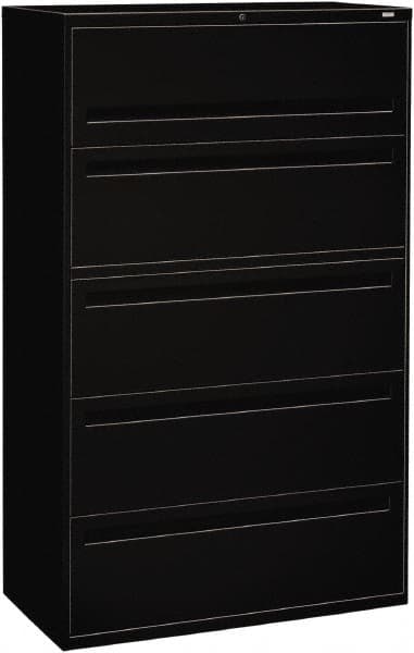 Hon - 42" Wide x 67" High x 19-1/4" Deep, 5 Drawer Roll-Out, Roll-Out Posting - Steel, Black - A1 Tooling