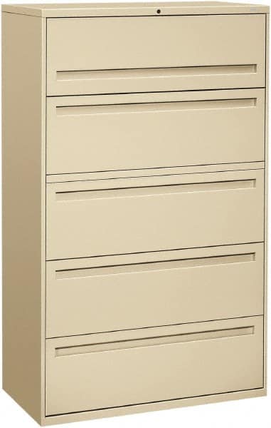 Hon - 42" Wide x 67" High x 19-1/4" Deep, 5 Drawer Roll-Out, Roll-Out Posting - Steel, Putty - A1 Tooling