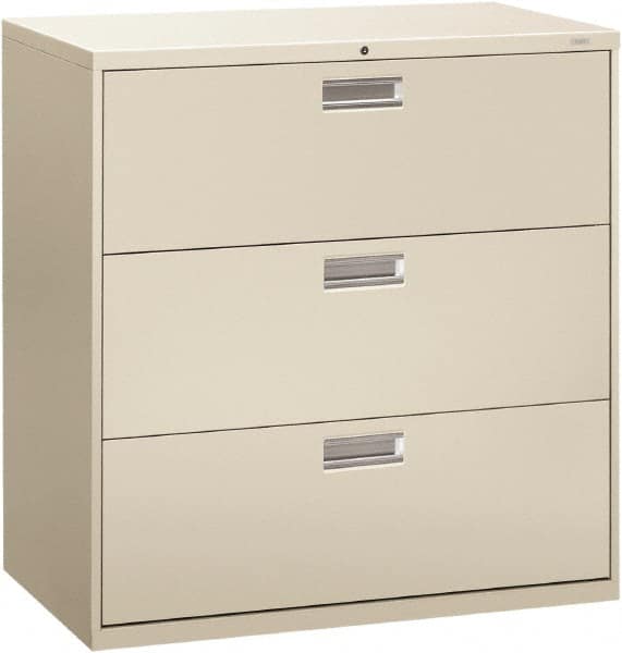 Hon - 42" Wide x 40-7/8" High x 19-1/4" Deep, 3 Drawer Lateral File - Steel, Light Gray - A1 Tooling