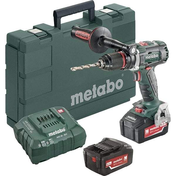 Metabo - 18 Volt 1/2" Chuck Pistol Grip Handle Cordless Drill - 0-500 & 0-1850 RPM, Keyless Chuck, Reversible, 2 Lithium-Ion Batteries Included - A1 Tooling