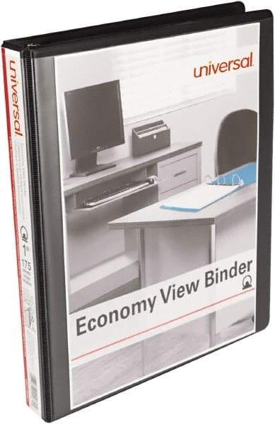 UNIVERSAL - 175 Sheet Capacity, 11 x 8-1/2", View Ring Binder - Polypropylene, Black - A1 Tooling