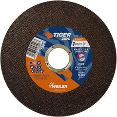 Weiler - 4-1/2" 60 Grit Zirconia Alumina Cutoff Wheel - 0.0393" Thick, 7/8" Arbor, 13,300 Max RPM, Use with Angle Grinders - A1 Tooling