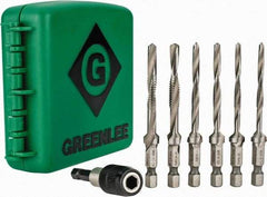 Greenlee - #6-32 to 1/4-20, 3" Overall Length, 2" Drill Length, High Speed Steel Combination Drill and Tap Set - 2 Flutes, 8 Piece Set - Exact Industrial Supply