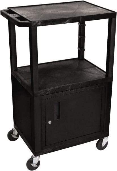 Luxor - 300 Lb Capacity, 24" Wide x 18" Long x 42" High Standard Utility Cart - 3 Shelf, Plastic - A1 Tooling