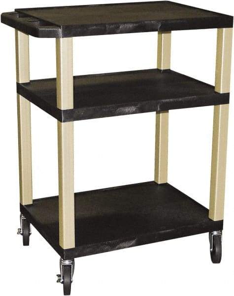 Luxor - 300 Lb Capacity, 24" Wide x 18" Long x 34" High Standard Utility Cart - 3 Shelf, Plastic - A1 Tooling