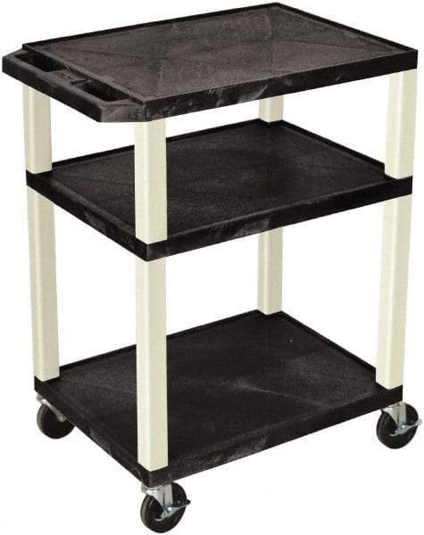 Luxor - 300 Lb Capacity, 24" Wide x 18" Long x 34" High Standard Utility Cart - 3 Shelf, Plastic - A1 Tooling