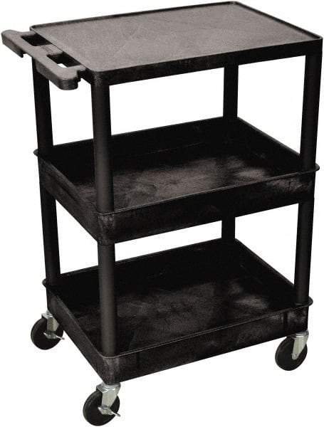 Luxor - 300 Lb Capacity, 24" Wide x 18" Long x 36" High Shelf Cart - 3 Shelf, Plastic - A1 Tooling