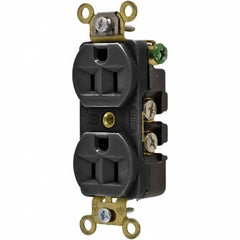 Hubbell Wiring Device-Kellems - 125V 15A NEMA 5-15R Industrial Grade Black Straight Blade Duplex Receptacle - A1 Tooling