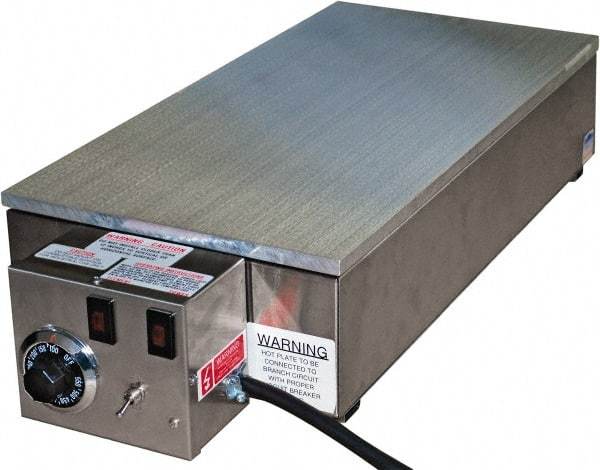 Valad Electric Heating - 28" Long x 14 Wide x 6" High, 220 Volt Hot Plate - 100 to 550°F, 1 Burner, Aluminum Plate, 2500 Watt, 11.4 Amps, 304 Stainless Steel Base - A1 Tooling