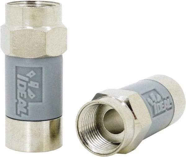 Ideal - Straight, F Type Compression Coaxial Connector - Compatible with RG6, Gray Housing - A1 Tooling