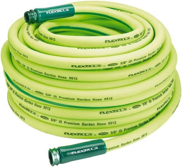 Legacy - 100' Long Garden Hose - 5/8" Diam, 3/4" GHT, Hybrid Polymer, 150 psi, All Season, Green - A1 Tooling