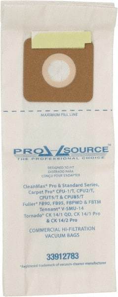 PRO-SOURCE - Meltblown Polypropylene & Paper Vacuum Bag - For CleanMax Standard and Pro-Series, Tennant V-SMU-14, Tornado CK 14/1 QD, CK 14/1 Pro & CK 14/2 Pro, Carpet Pro CPU1/T, CPU2/T, CPU75/T & CPU85/T & Fuller Models FB90, FBP95, FBPHD & FBTM - A1 Tooling