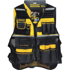 Stanley - One Size Fits Most High Visibility Gray/Black/Yellow Mesh/Solid General Purpose Vest - 18" Chest, Nonconductive Zipper Closure, 16 Pockets, Nylon - A1 Tooling