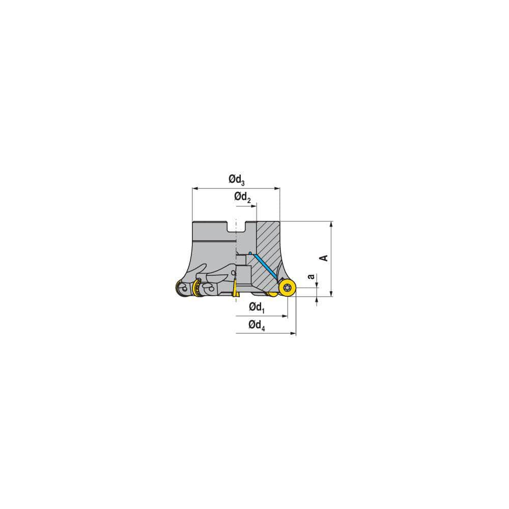 Indexable Copy Face Mills; Maximum Depth Of Cut: 8.00 mm; Compatible Insert Size Code: RP.X 1605..; Arbor Hole Diameter (mm): 22.00; Maximum Ramping Angle: 0  ™; Overall Height (mm): 40.00 mm; Series: A251-16; Number of Cutter Inserts: 4; Cutter Style: A2