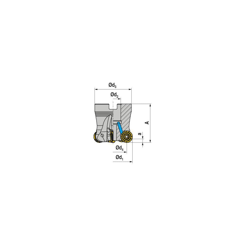 Indexable Copy Face Mills; Maximum Depth Of Cut: 3.00 mm; Compatible Insert Size Code: RNHU 1205..; Arbor Hole Diameter (mm): 22.00; Maximum Ramping Angle: 0  ™; Overall Height (mm): 40.00 mm; Series: A252-12; Number of Cutter Inserts: 5; Cutter Style: A2