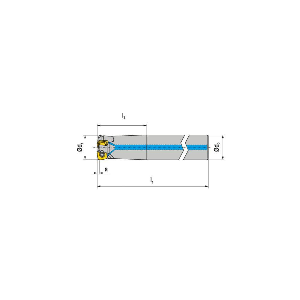 Indexable High-Feed End Mill: 32 mm Cut Dia, 32 mm Cylindrical Shank Uses 3 XDLX Inserts, 1 mm Max Depth, 250 mm OAL, Through Coolant