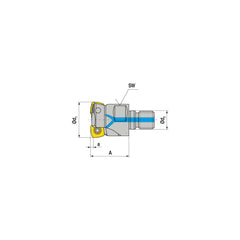 Indexable High-Feed End Mill: 32 mm Cut Dia, 16 mm Modular Shank Uses 5 XPLX Inserts, 0.8 mm Max Depth, 101.6 mm OAL, Through Coolant