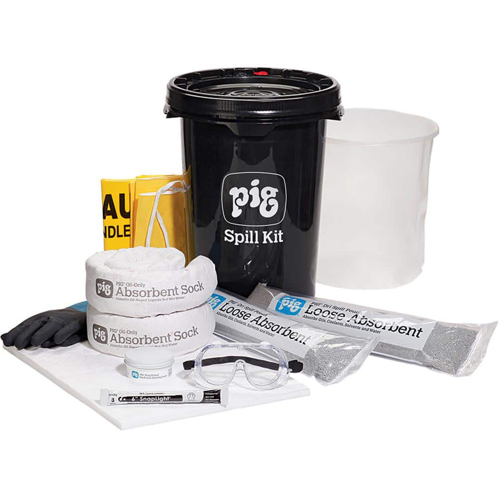 Spill Kits; Kit Type: Oil Based Liquids Spill Kit; Container Type: Bucket; Absorption Capacity: 3.7 gal; Color: Black; Portable: Yes; Capacity per Kit (Gal.): 3.7 gal