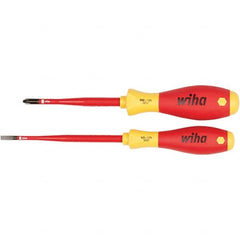 Wiha - 2 Piece Slotted, Phillips & Square Screwdriver Set - Bit Sizes: Philips #2, Comes in Vinyl Pouch - A1 Tooling