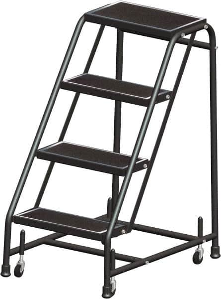 Ballymore - 38" 4 Step Ladder - Rolling Safety Ladder, 450 Lb Capacity, 38" Platform Height, 30" Base Width x 31" Base Depth, Perforated Tread - A1 Tooling