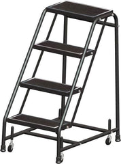 Ballymore - 38" 4 Step Ladder - Rolling Safety Ladder, 450 Lb Capacity, 38" Platform Height, 20" Base Width x 31" Base Depth, Expanded Metal Tread - A1 Tooling