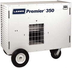 LB White - 350,000 BTU Rating, Two Stage Ductable Unit Heater - 9,000 Sq Ft Max Heating Area, 500 Gal Tank Capacity, Fuel with Propane - A1 Tooling