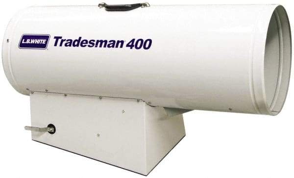 LB White - 250,000 to 400,000 BTU Rating, Propane Forced Air Heater with Thermostat - 9,000 Sq Ft Max Heating Area, 2 to 100 Lb Cylinders Capacity, Fuel with Propane - A1 Tooling