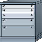 Bench-Standard Cabinet - 5 Drawers 30 x 28-1/4 x 33-1/4" - Single Drawer Access - A1 Tooling