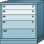 Bench-Standard Cabinet - 5 Drawers - 30 x 28-1/4 x 33-1/4" - Single Drawer Access - A1 Tooling