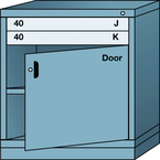 Bench-Standard Cabinet - 2 Drawers - Base Shelf - Adjustable Shelf - Lockable Swing Door - 30 x 28-1/4 x 33-1/4" - Multiple Drawer Access - A1 Tooling