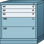 Bench-Standard Cabinet - 5 Drawers - 30 x 28-1/4 x 33-1/4" - Multiple Drawer Access - A1 Tooling