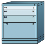 32.25 x 28.25 x 30'' (4 Drawers) - Pre-Engineered Modular Drawer Cabinet Bench Height (88 Compartments) - A1 Tooling